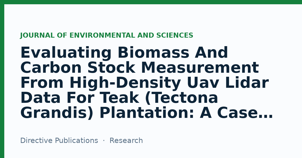 Evaluating Biomass And Carbon Stock Measurement From High Density Uav ...