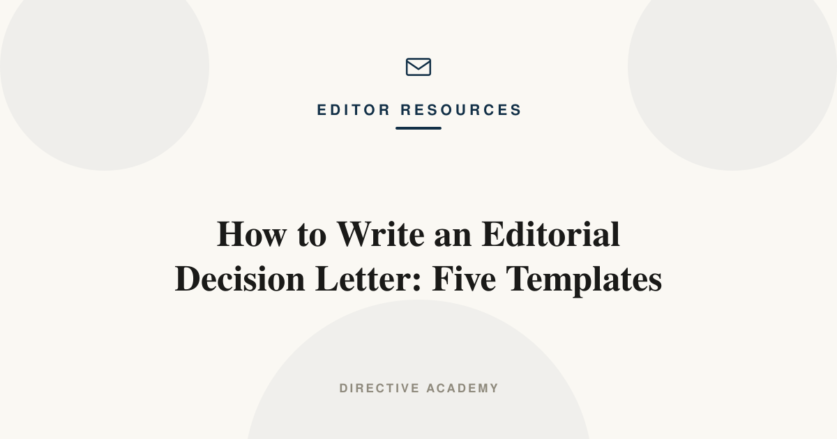 Draft Note Template Write a Decision Letter to Authors — Directive Publications