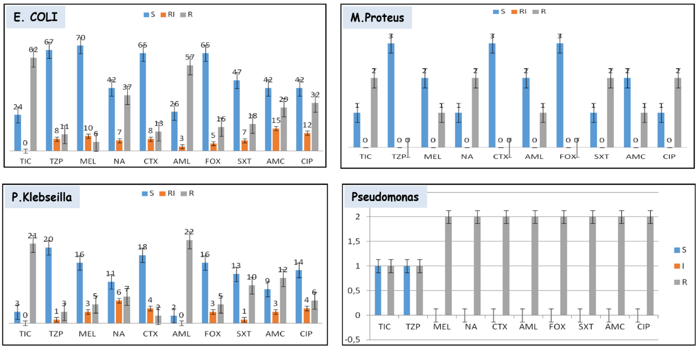 Figure 3. Profiles of sensitivity and antibiotic resistance based o